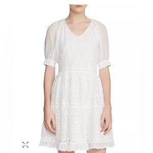 Maje Revery Broderie Anglaise & Swiss Dot White Dress